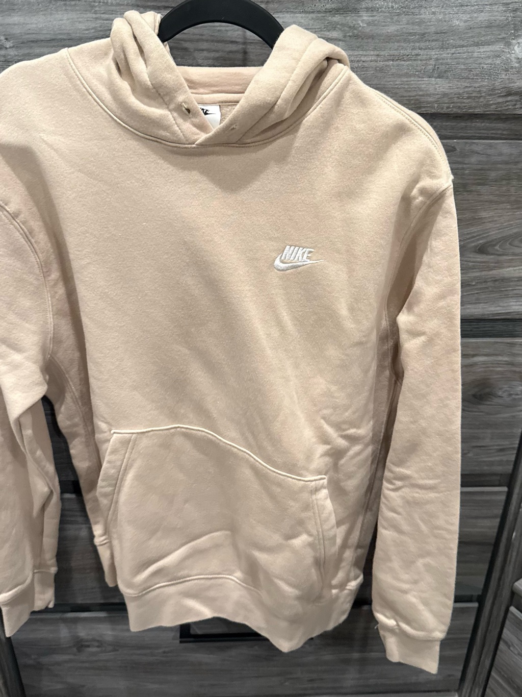 Nike Beige Hoodie With White Embroidered Logo